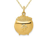 14K Yellow Gold Pot of Gold Charm Pendant Necklace with Chain